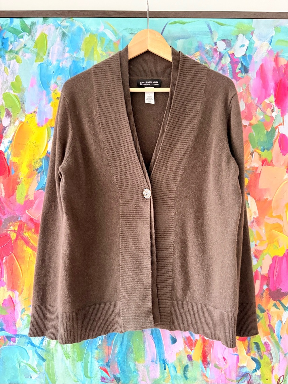 Jones New York 100% Cashmere Cardigan Brown L
